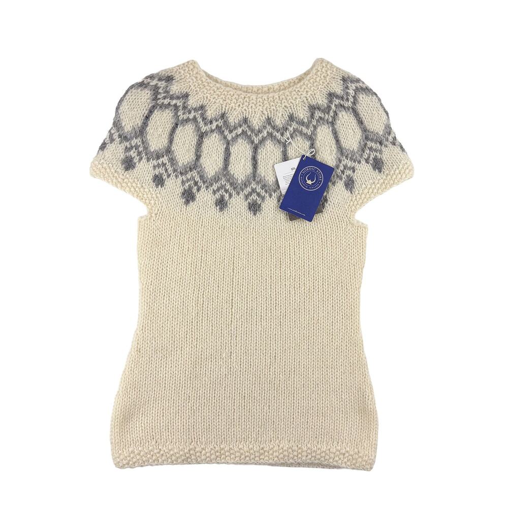 Nordic Store Iceland Wool Vest NWT Women's XS Cream Fair Isle Hand Knit Unspun